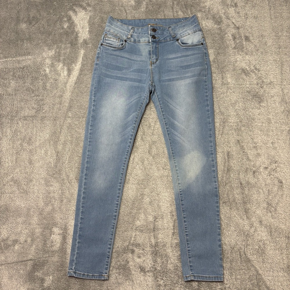 Bamboo Jeans Womens 11/12 Blue Skinny Stretch Mid Rise Denim‎ Pants 28x27